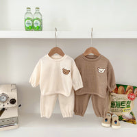 Load image into Gallery viewer, 2 Pieces Set Baby Kid Girls Boys Solid Color Cartoon Tops And Pants Wholesale 23101918
