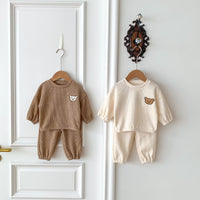 Load image into Gallery viewer, 2 Pieces Set Baby Kid Girls Boys Solid Color Cartoon Tops And Pants Wholesale 23101918
