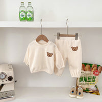 Load image into Gallery viewer, 2 Pieces Set Baby Kid Girls Boys Solid Color Cartoon Tops And Pants Wholesale 23101918
