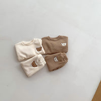 Load image into Gallery viewer, 2 Pieces Set Baby Kid Girls Boys Solid Color Cartoon Tops And Pants Wholesale 23101918
