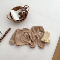 Load image into Gallery viewer, 2 Pieces Set Baby Kid Girls Boys Solid Color Cartoon Tops And Pants Wholesale 23101918
