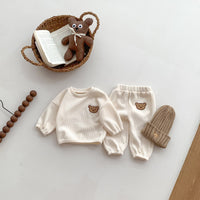 Load image into Gallery viewer, 2 Pieces Set Baby Kid Girls Boys Solid Color Cartoon Tops And Pants Wholesale 23101918
