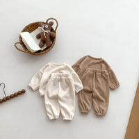 Load image into Gallery viewer, 2 Pieces Set Baby Kid Girls Boys Solid Color Cartoon Tops And Pants Wholesale 23101918
