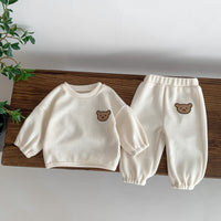Load image into Gallery viewer, 2 Pieces Set Baby Kid Girls Boys Solid Color Cartoon Tops And Pants Wholesale 23101918

