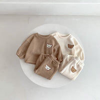 Load image into Gallery viewer, 2 Pieces Set Baby Kid Girls Boys Solid Color Cartoon Tops And Pants Wholesale 23101918
