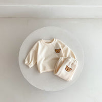 Load image into Gallery viewer, 2 Pieces Set Baby Kid Girls Boys Solid Color Cartoon Tops And Pants Wholesale 23101918
