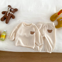 Load image into Gallery viewer, 2 Pieces Set Baby Kid Girls Boys Solid Color Cartoon Tops And Pants Wholesale 23101918
