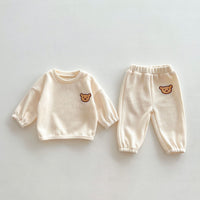 Load image into Gallery viewer, 2 Pieces Set Baby Kid Girls Boys Solid Color Cartoon Tops And Pants Wholesale 23101918
