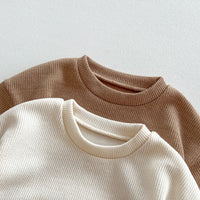 Load image into Gallery viewer, 2 Pieces Set Baby Kid Girls Boys Solid Color Cartoon Tops And Pants Wholesale 23101918
