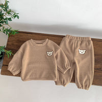 Load image into Gallery viewer, 2 Pieces Set Baby Kid Girls Boys Solid Color Cartoon Tops And Pants Wholesale 23101918

