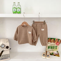 Load image into Gallery viewer, 2 Pieces Set Baby Kid Girls Boys Solid Color Cartoon Tops And Pants Wholesale 23101918
