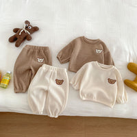 Load image into Gallery viewer, 2 Pieces Set Baby Kid Girls Boys Solid Color Cartoon Tops And Pants Wholesale 23101918
