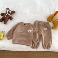 Load image into Gallery viewer, 2 Pieces Set Baby Kid Girls Boys Solid Color Cartoon Tops And Pants Wholesale 23101918
