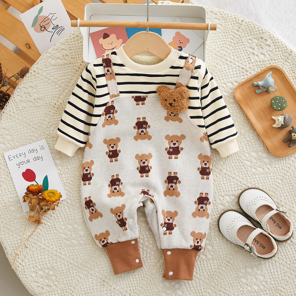 Baby Girls Boys Striped Animals Print Jumpsuits Wholesale 231019180