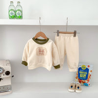 Load image into Gallery viewer, 2 Pieces Set Baby Kid Girls Boys Color-blocking Cartoon Tops And Solid Color Pants Wholesale 23101919
