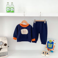 Load image into Gallery viewer, 2 Pieces Set Baby Kid Girls Boys Color-blocking Cartoon Tops And Solid Color Pants Wholesale 23101919
