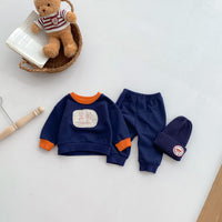 Load image into Gallery viewer, 2 Pieces Set Baby Kid Girls Boys Color-blocking Cartoon Tops And Solid Color Pants Wholesale 23101919
