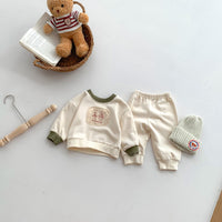 Load image into Gallery viewer, 2 Pieces Set Baby Kid Girls Boys Color-blocking Cartoon Tops And Solid Color Pants Wholesale 23101919
