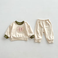 Load image into Gallery viewer, 2 Pieces Set Baby Kid Girls Boys Color-blocking Cartoon Tops And Solid Color Pants Wholesale 23101919
