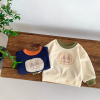 Load image into Gallery viewer, 2 Pieces Set Baby Kid Girls Boys Color-blocking Cartoon Tops And Solid Color Pants Wholesale 23101919
