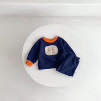 Load image into Gallery viewer, 2 Pieces Set Baby Kid Girls Boys Color-blocking Cartoon Tops And Solid Color Pants Wholesale 23101919
