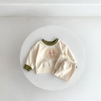 Load image into Gallery viewer, 2 Pieces Set Baby Kid Girls Boys Color-blocking Cartoon Tops And Solid Color Pants Wholesale 23101919
