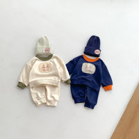 Load image into Gallery viewer, 2 Pieces Set Baby Kid Girls Boys Color-blocking Cartoon Tops And Solid Color Pants Wholesale 23101919
