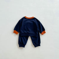 Load image into Gallery viewer, 2 Pieces Set Baby Kid Girls Boys Color-blocking Cartoon Tops And Solid Color Pants Wholesale 23101919
