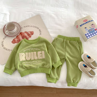 Load image into Gallery viewer, 2 Pieces Set Baby Kid Girls Boys Sports Embroidered Tops And Solid Color Pants Wholesale 23101922
