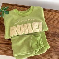 Load image into Gallery viewer, 2 Pieces Set Baby Kid Girls Boys Sports Embroidered Tops And Solid Color Pants Wholesale 23101922
