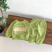 Load image into Gallery viewer, 2 Pieces Set Baby Kid Girls Boys Sports Embroidered Tops And Solid Color Pants Wholesale 23101922
