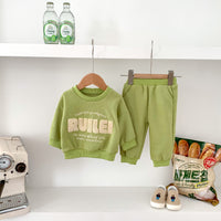 Load image into Gallery viewer, 2 Pieces Set Baby Kid Girls Boys Sports Embroidered Tops And Solid Color Pants Wholesale 23101922
