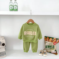 Load image into Gallery viewer, 2 Pieces Set Baby Kid Girls Boys Sports Embroidered Tops And Solid Color Pants Wholesale 23101922
