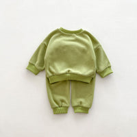 Load image into Gallery viewer, 2 Pieces Set Baby Kid Girls Boys Sports Embroidered Tops And Solid Color Pants Wholesale 23101922
