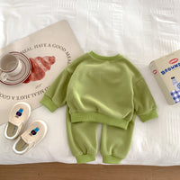 Load image into Gallery viewer, 2 Pieces Set Baby Kid Girls Boys Sports Embroidered Tops And Solid Color Pants Wholesale 23101922
