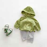Load image into Gallery viewer, 2 Pieces Set Baby Kid Girls Boys Solid Color Hoodies Sweatshirts And Striped Pants Wholesale 23101930
