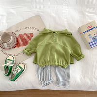 Load image into Gallery viewer, 2 Pieces Set Baby Kid Girls Boys Solid Color Hoodies Sweatshirts And Striped Pants Wholesale 23101930
