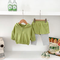 Load image into Gallery viewer, 2 Pieces Set Baby Kid Girls Boys Solid Color Hoodies Sweatshirts And Striped Pants Wholesale 23101930
