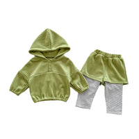 Load image into Gallery viewer, 2 Pieces Set Baby Kid Girls Boys Solid Color Hoodies Sweatshirts And Striped Pants Wholesale 23101930
