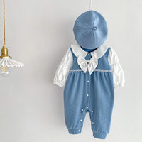 Load image into Gallery viewer, Baby Kid Girls Color-blocking Bow Jumpsuits Wholesale 23101942
