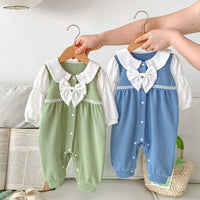 Load image into Gallery viewer, Baby Kid Girls Color-blocking Bow Jumpsuits Wholesale 23101942
