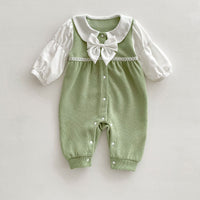 Load image into Gallery viewer, Baby Kid Girls Color-blocking Bow Jumpsuits Wholesale 23101942
