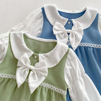 Load image into Gallery viewer, Baby Kid Girls Color-blocking Bow Jumpsuits Wholesale 23101942

