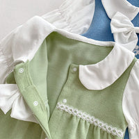 Load image into Gallery viewer, Baby Kid Girls Color-blocking Bow Jumpsuits Wholesale 23101942

