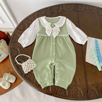 Load image into Gallery viewer, Baby Kid Girls Color-blocking Bow Jumpsuits Wholesale 23101942
