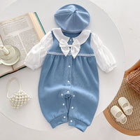 Load image into Gallery viewer, Baby Kid Girls Color-blocking Bow Jumpsuits Wholesale 23101942
