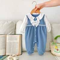 Load image into Gallery viewer, Baby Kid Girls Color-blocking Bow Jumpsuits Wholesale 23101942
