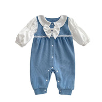 Load image into Gallery viewer, Baby Kid Girls Color-blocking Bow Jumpsuits Wholesale 23101942
