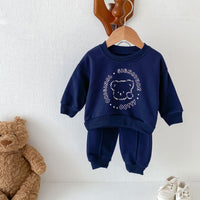 Load image into Gallery viewer, 2 Pieces Set Baby Kid Girls Boys Letters Cartoon Tops And Solid Color Pants Wholesale 23101957

