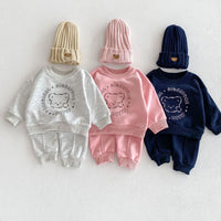 Load image into Gallery viewer, 2 Pieces Set Baby Kid Girls Boys Letters Cartoon Tops And Solid Color Pants Wholesale 23101957
